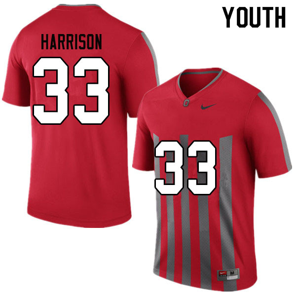 Ohio State Buckeyes Zach Harrison Youth #33 Throwback Authentic Stitched College Football Jersey